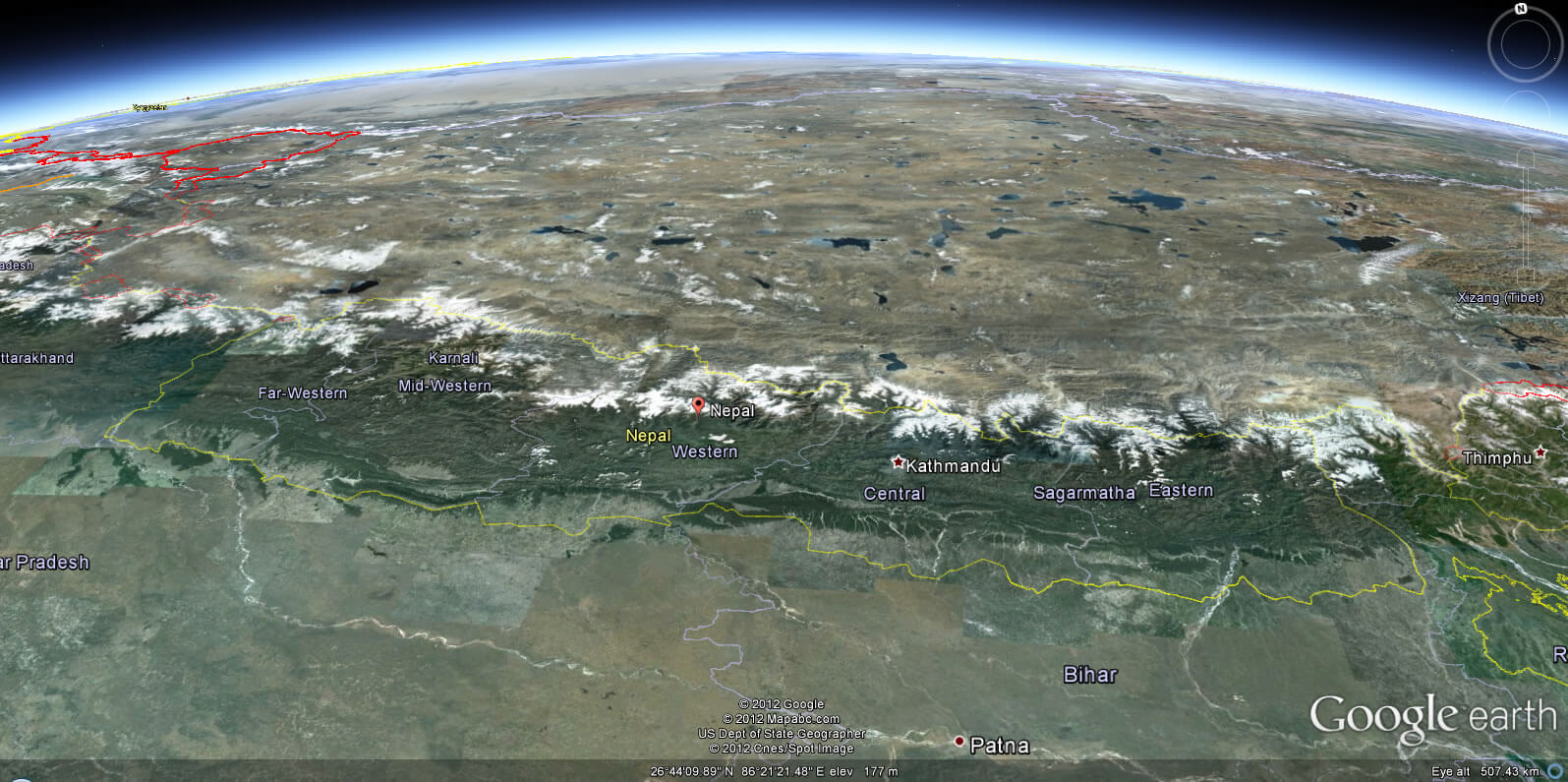 Satellite Map Of Nepal Nepal Map