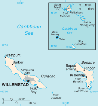 Netherlands Antilles map willemstad