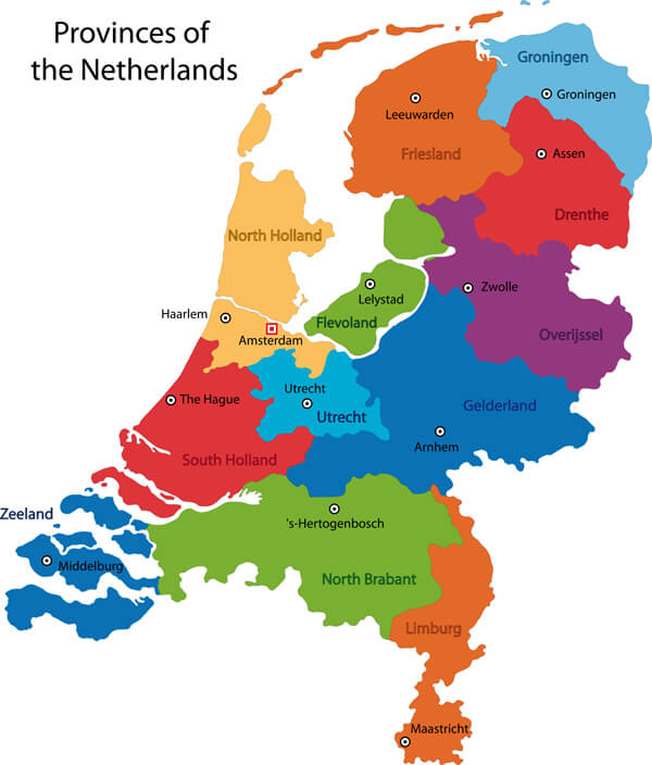 Colorful Netherlands Map