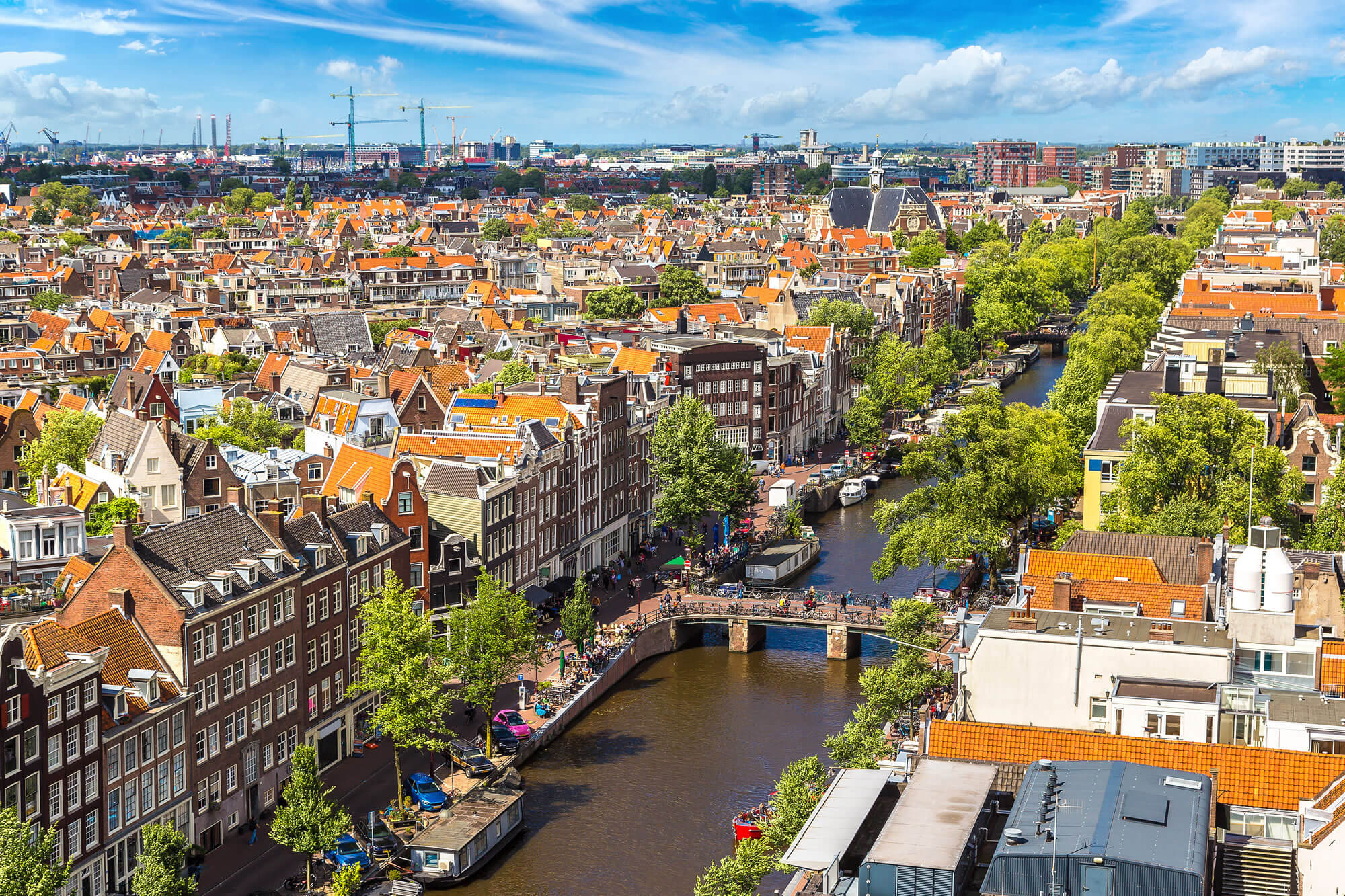 Panoramic aerial view from Amsterdam, Netherlands