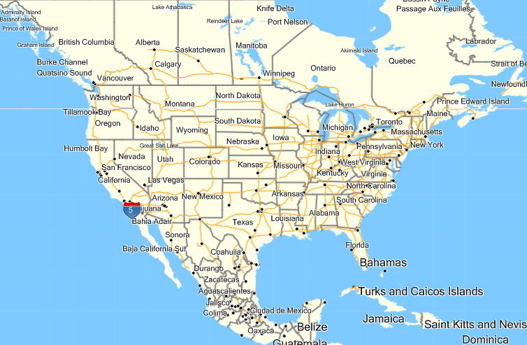 north america map us cities
