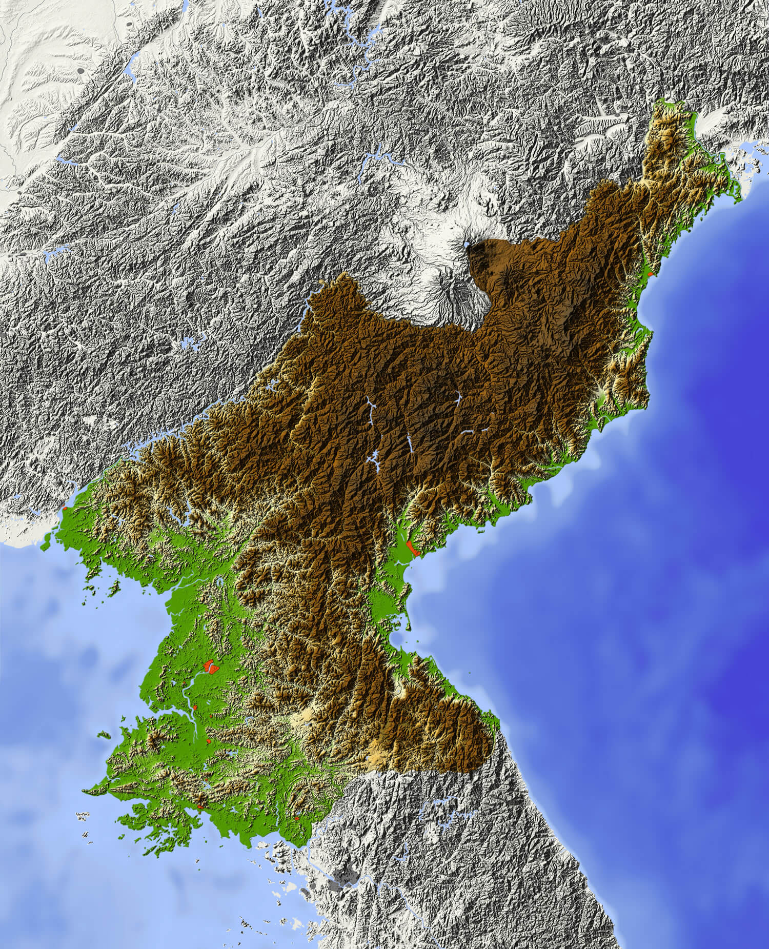 North Korea Relief Map