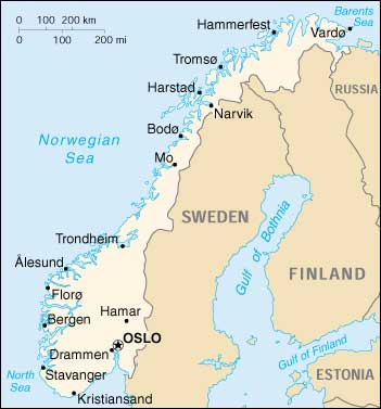 norway map Porsgrunn