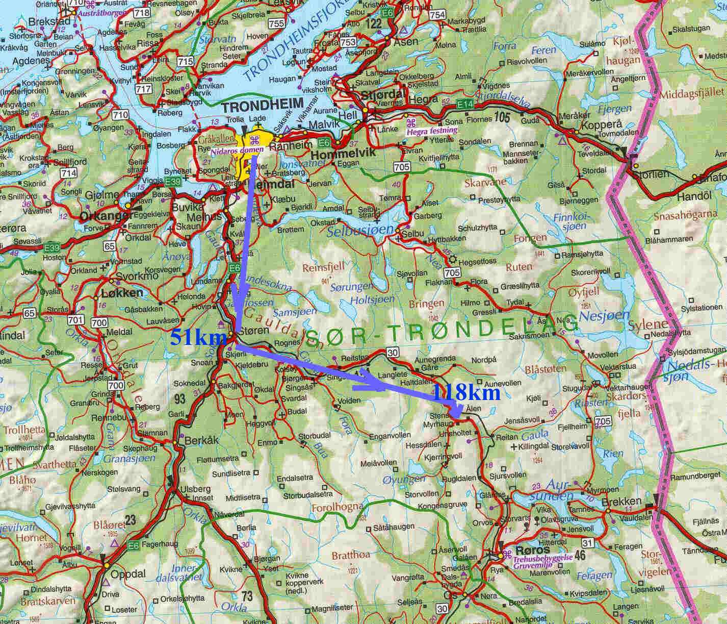 norway map Trondheim