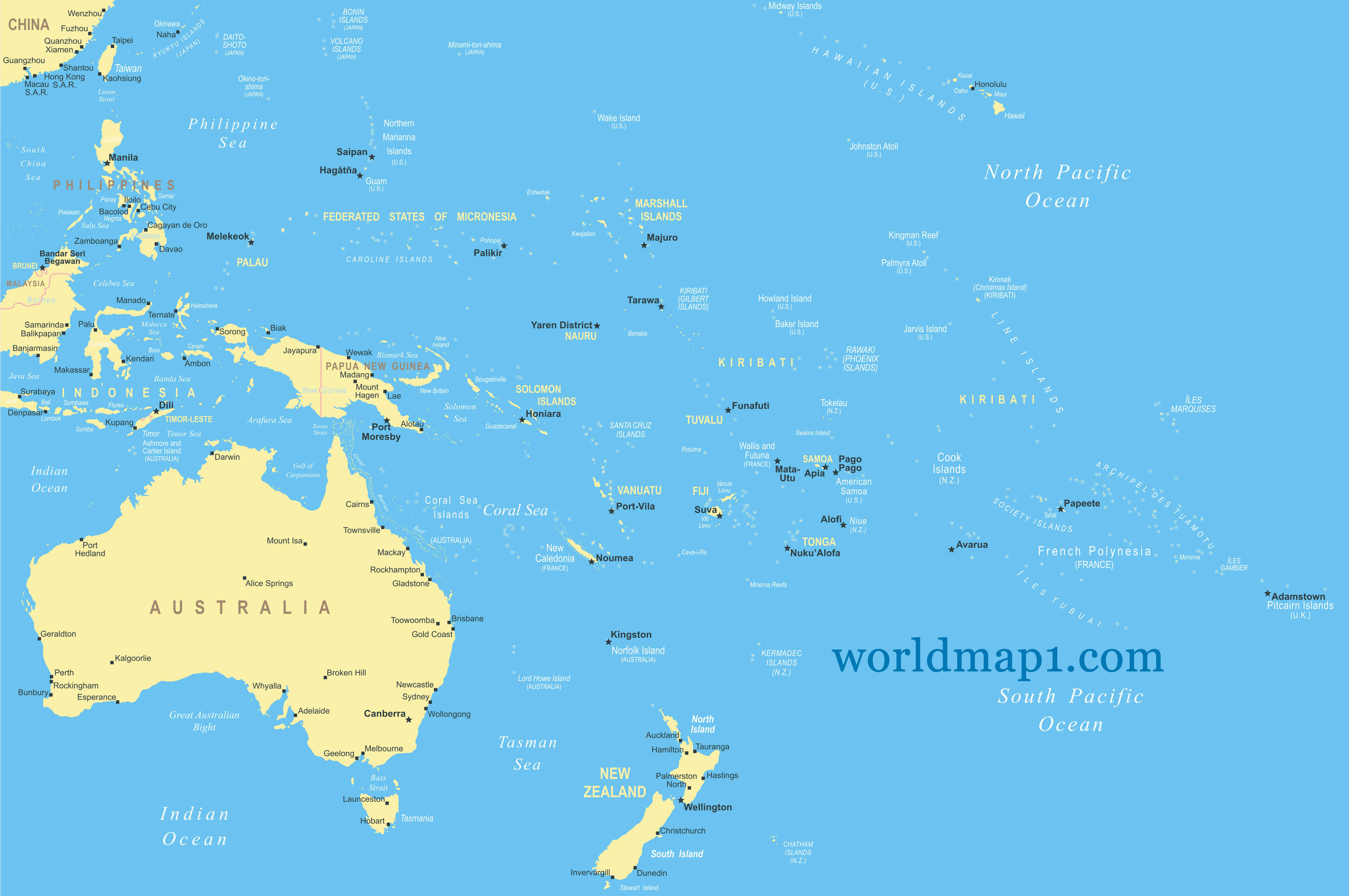 Australia and Oceania Map