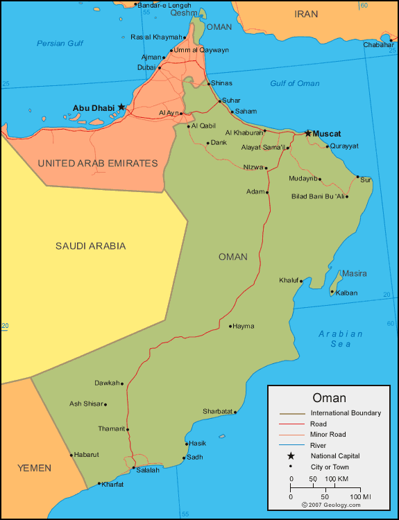 political map of oman