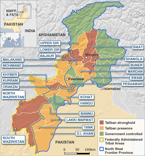 pakistan map taliban presence
