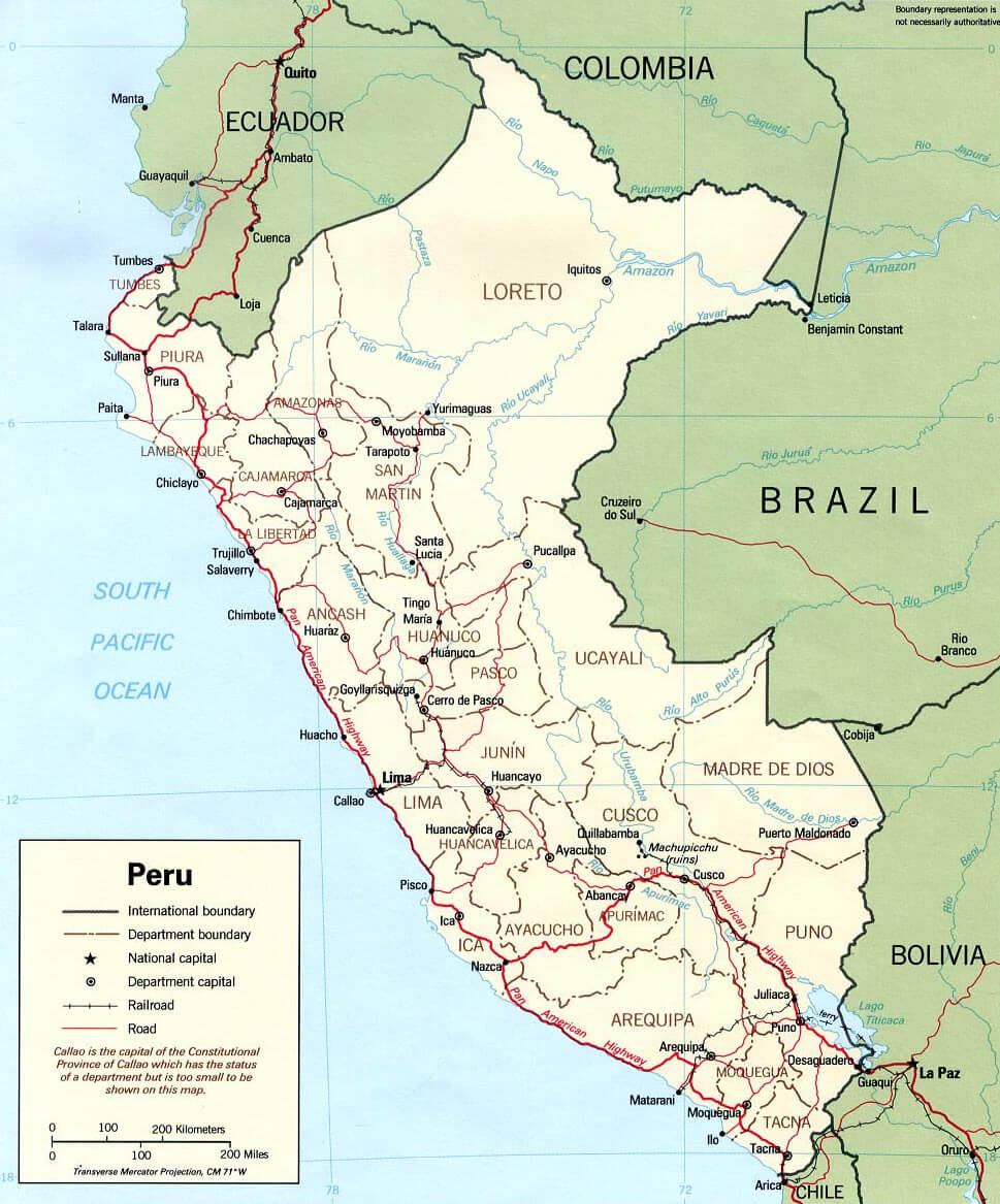 Peru Political Map 1991