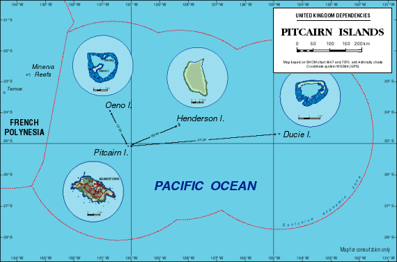 pitcairn islands map pacific ocean