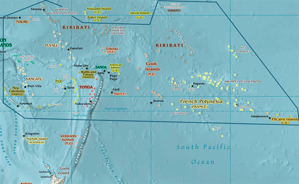 south pacific map pitcairn islands
