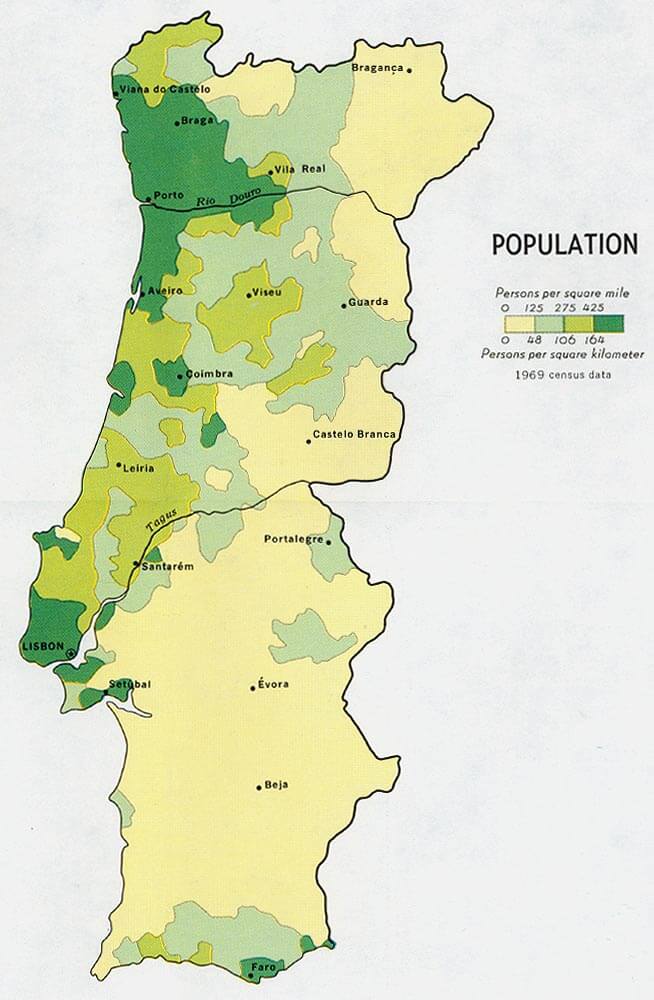 Portugal Population Map 1972