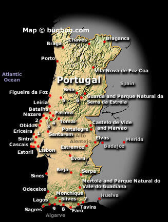 satallite portugal map