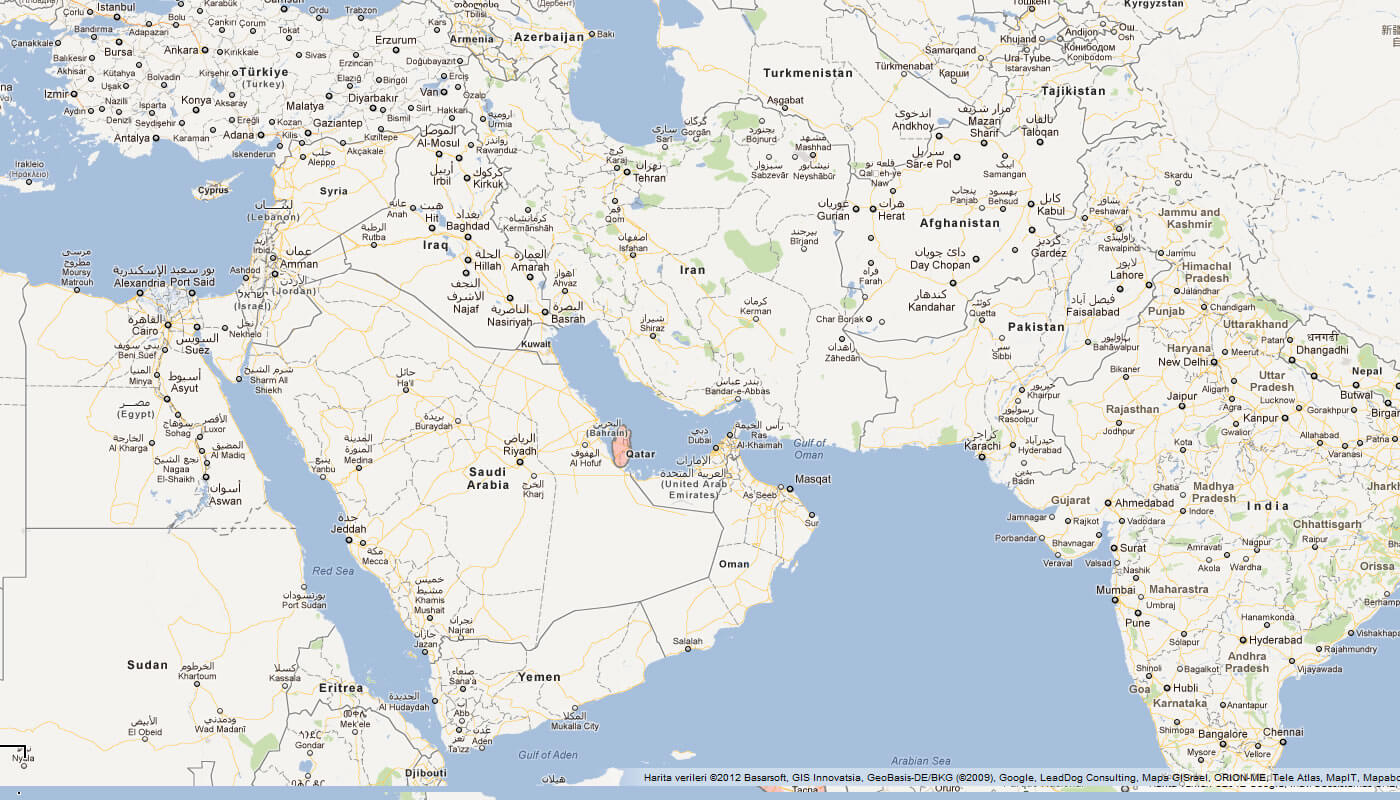 Show Qatar On World Map Qatar Map