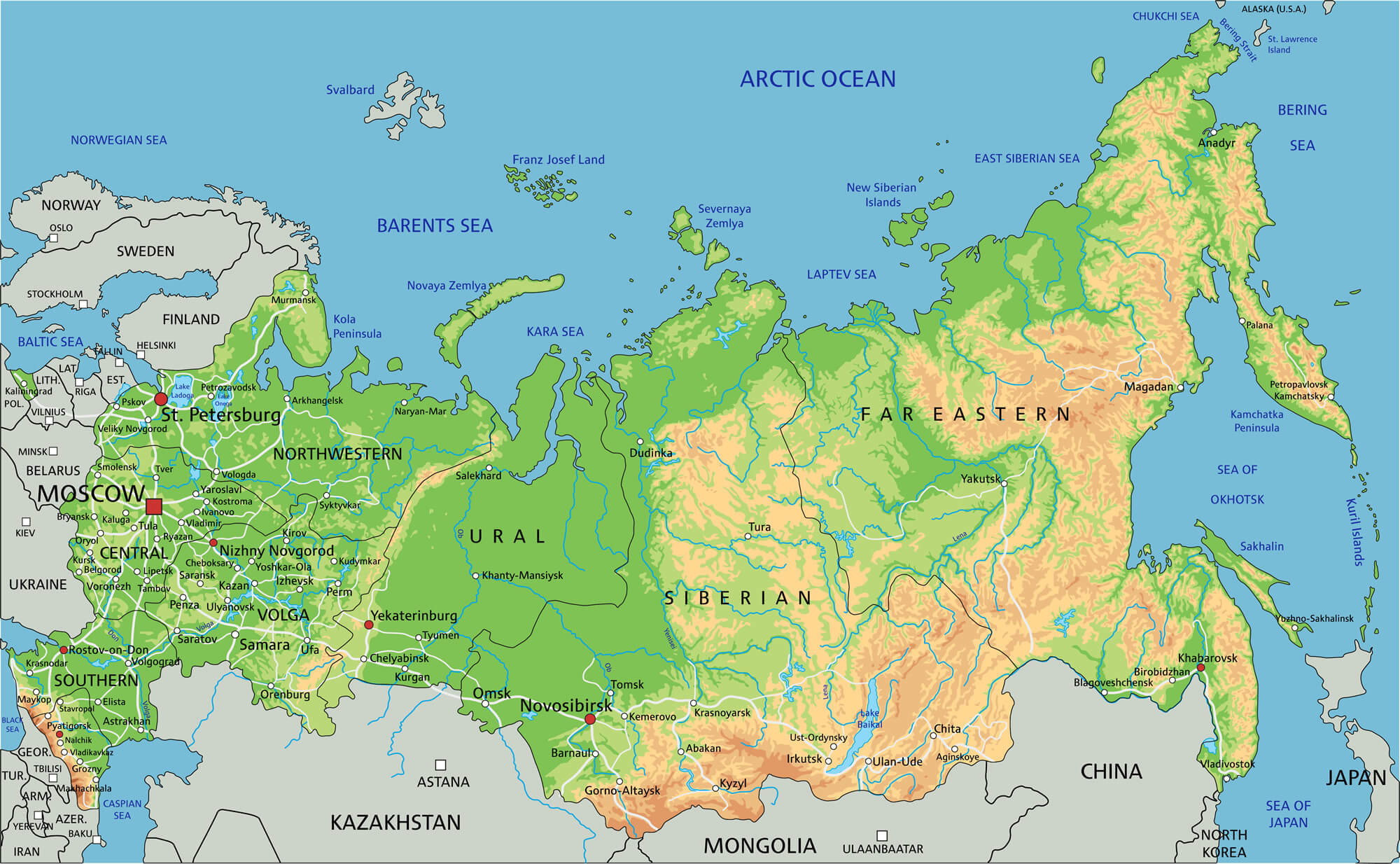 Russia physical Map