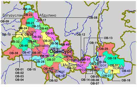 Orenburg area map