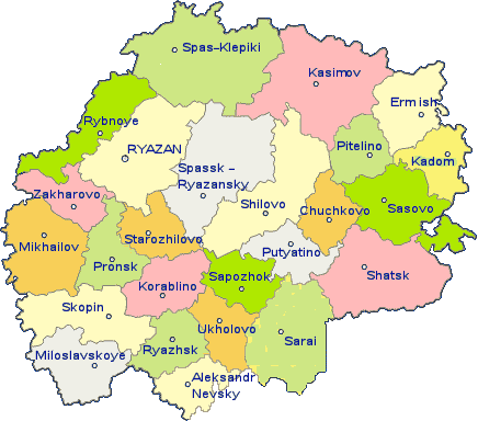 Administration map of Ryazan