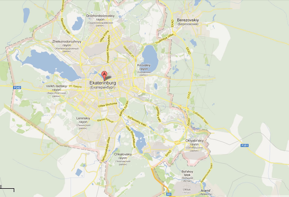 map of Yekaterinburg