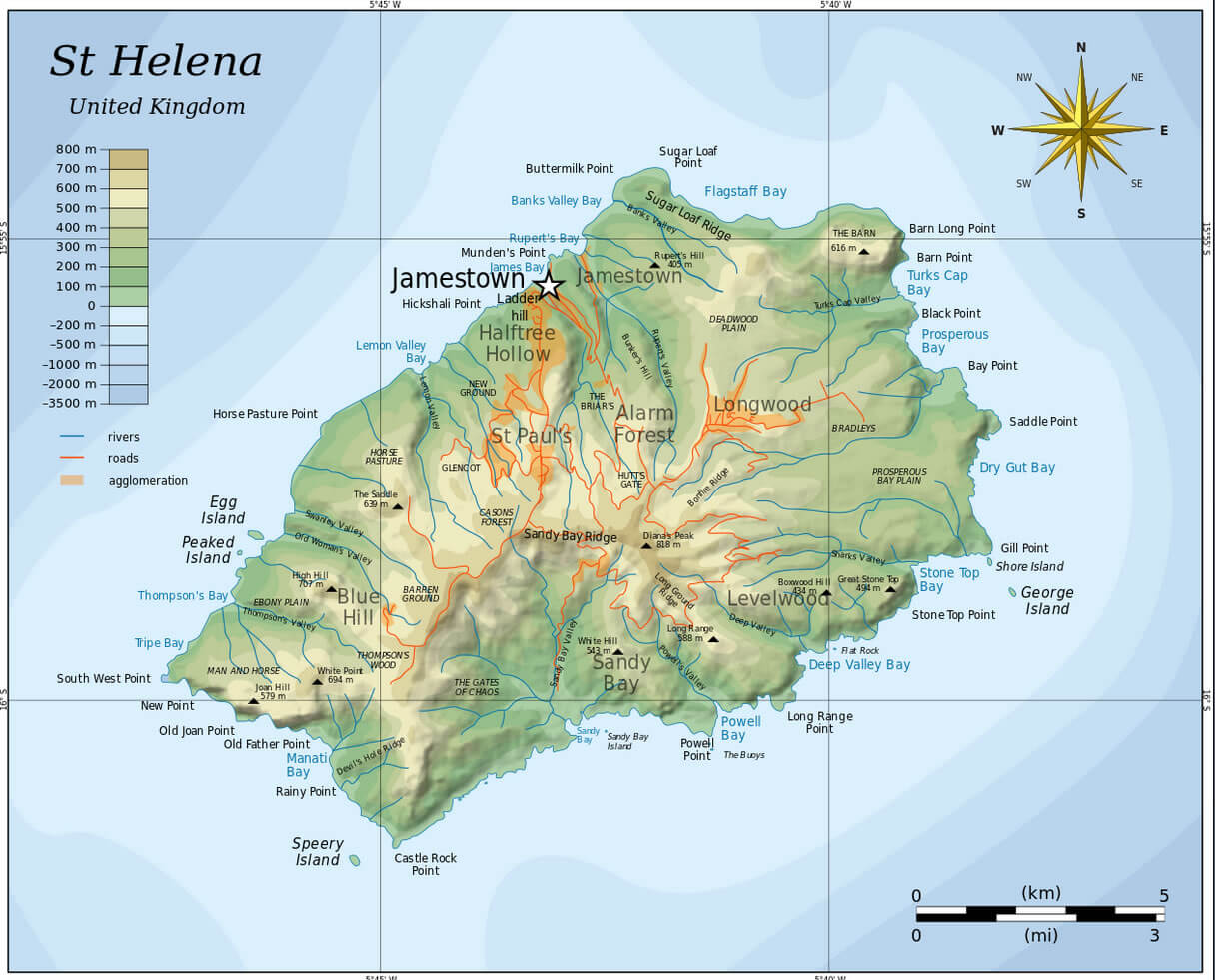 topographic map of saint helena