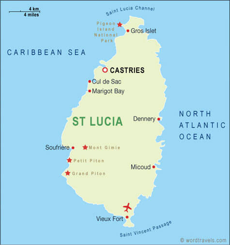 st lucia map