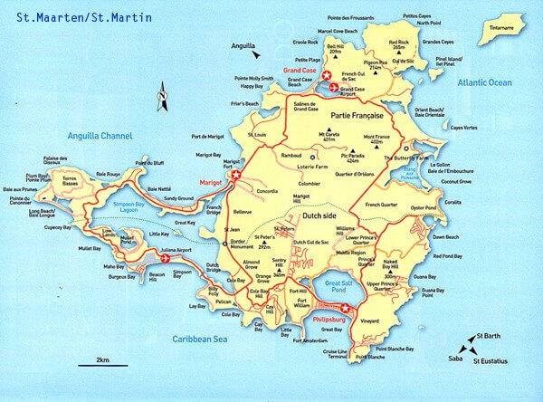 Saint Martin Atlantic Ocean Map