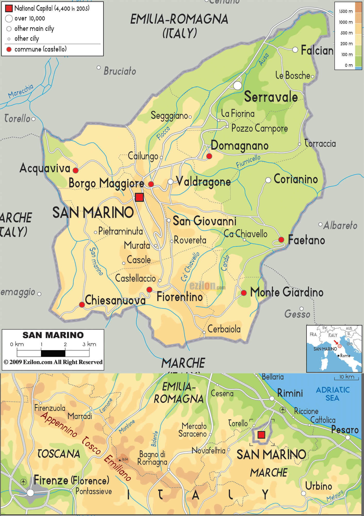 physical map of san marino