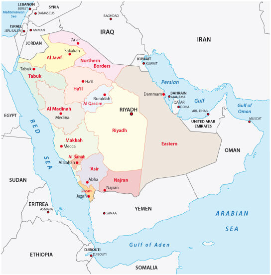 Saudi Arabia Administrative Map