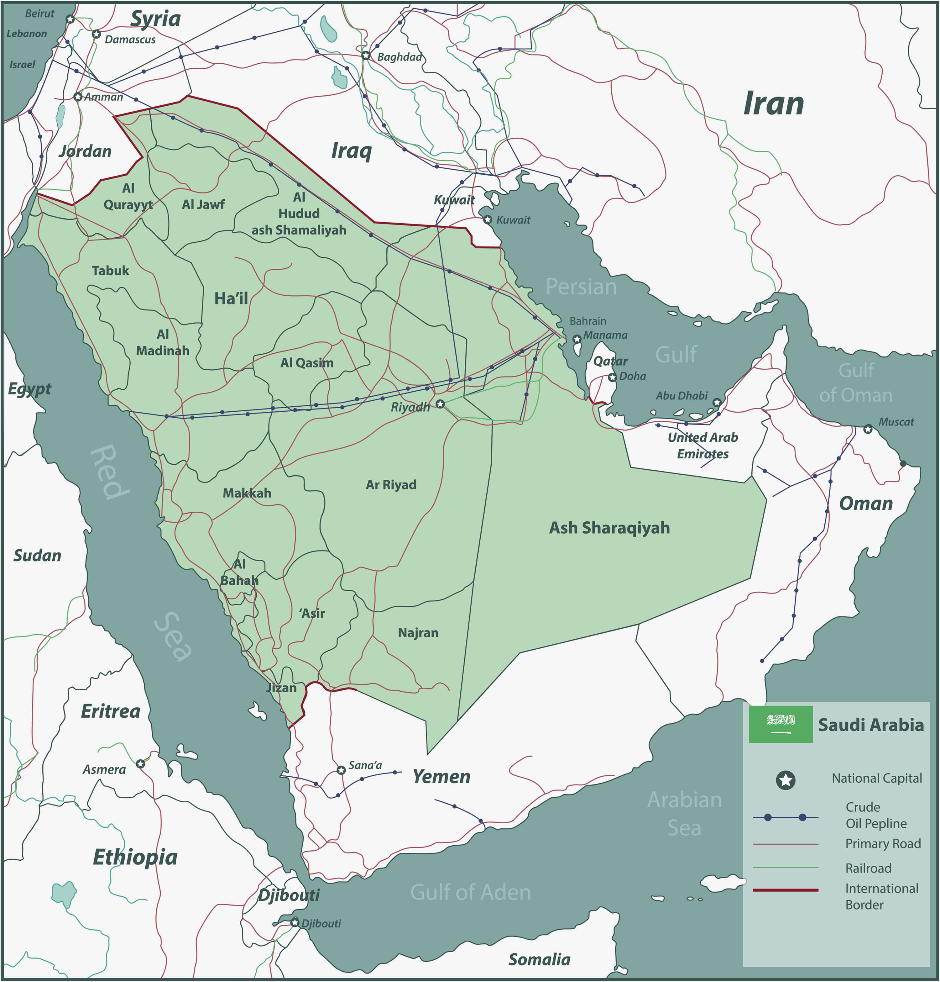 Saudi Arabia Territories Map