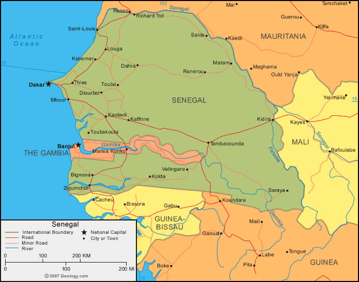 map of Senegal
