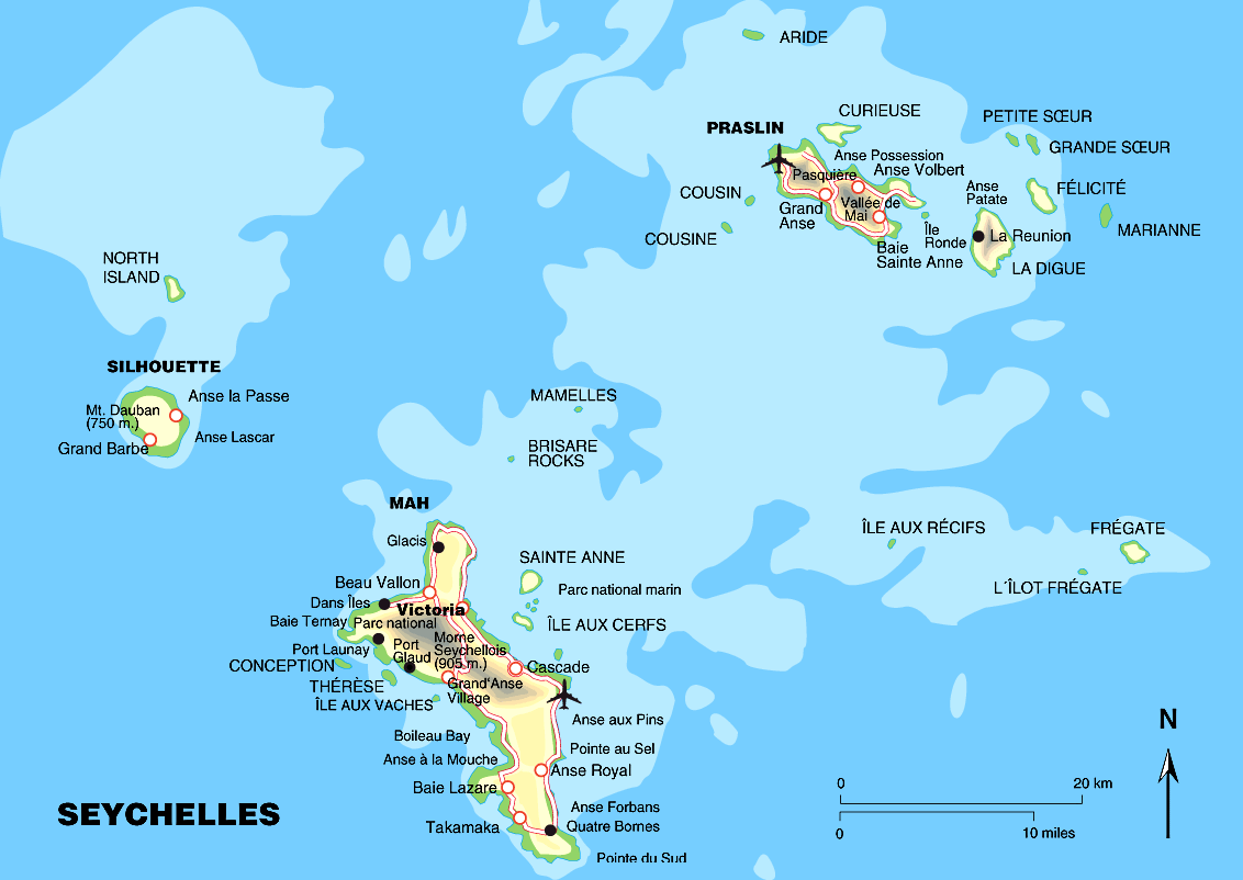 seychelles islands map