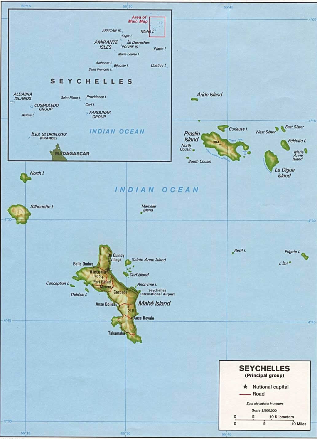 seychelles map indian ocean