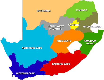 regions map south africa