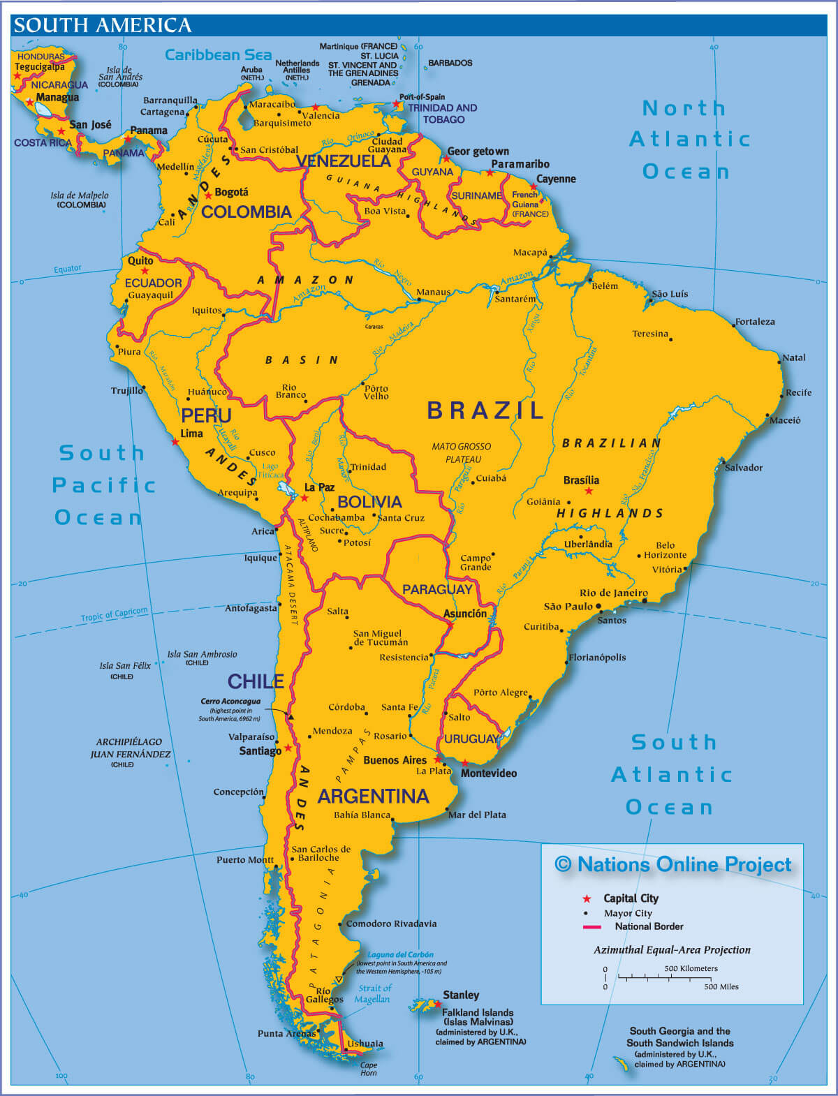 south america countries map