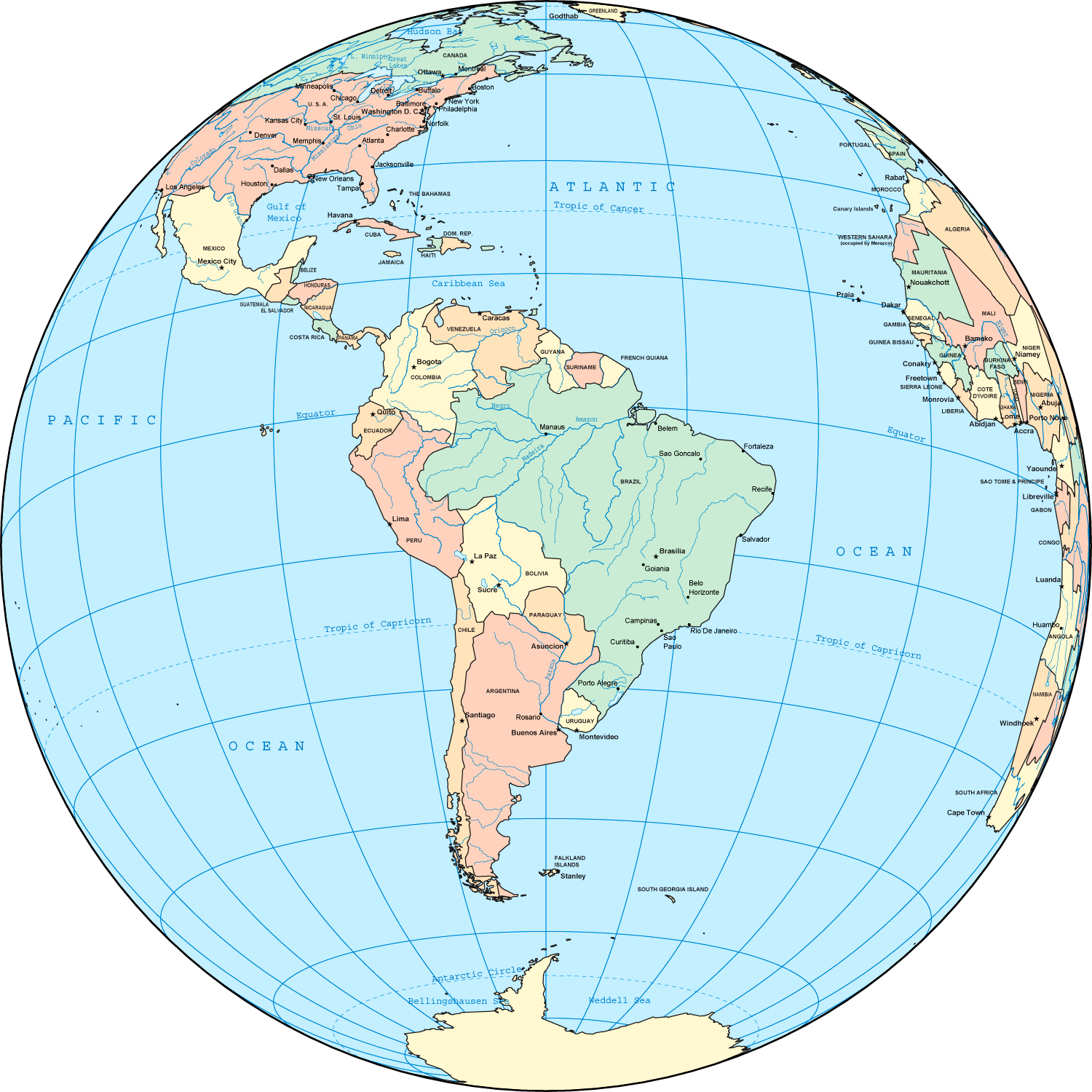 south america map world