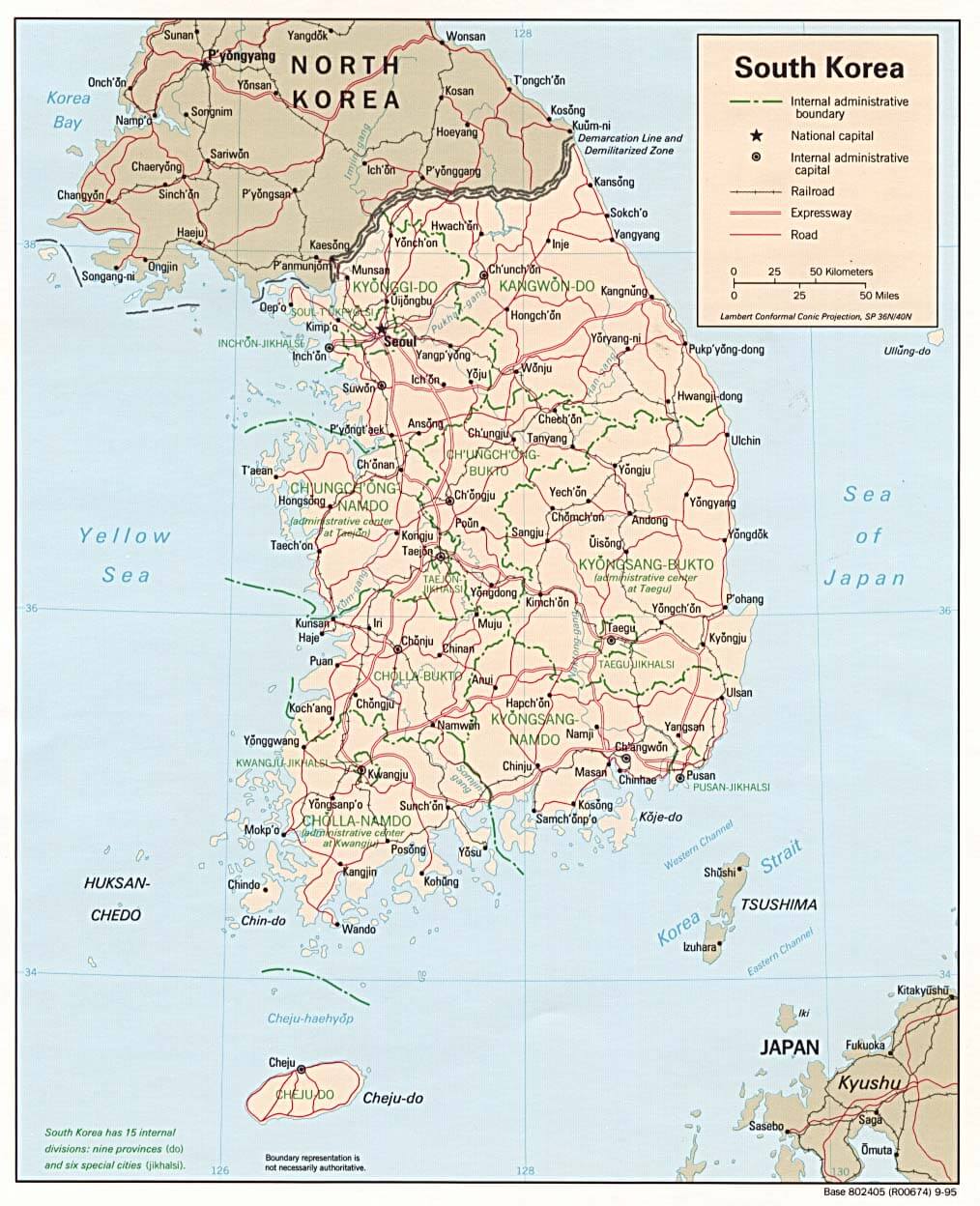 south korea political map