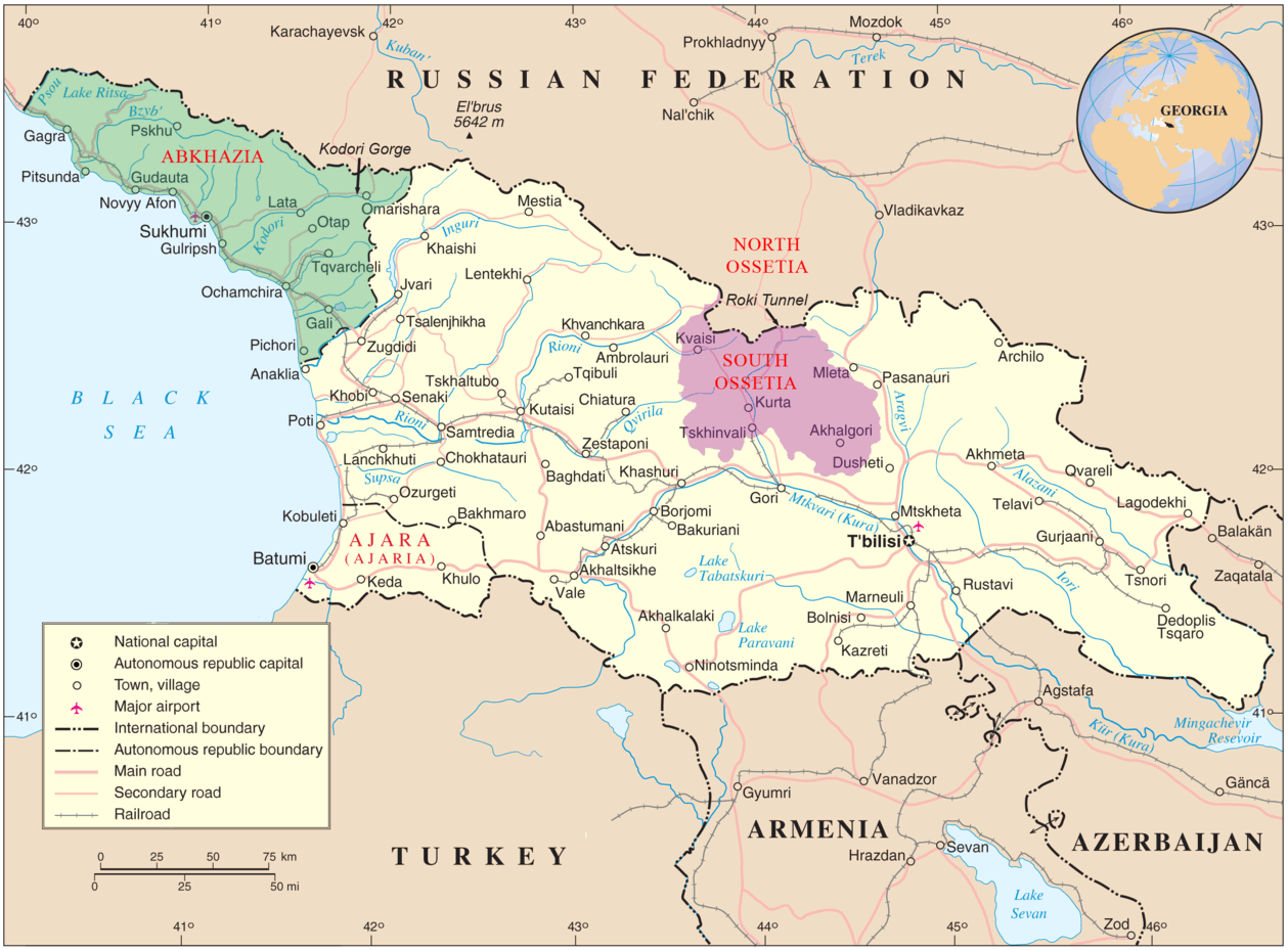 south ossetia map georgia