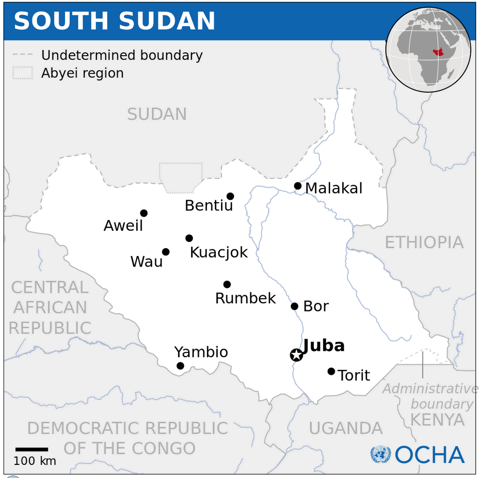 south sudan location map