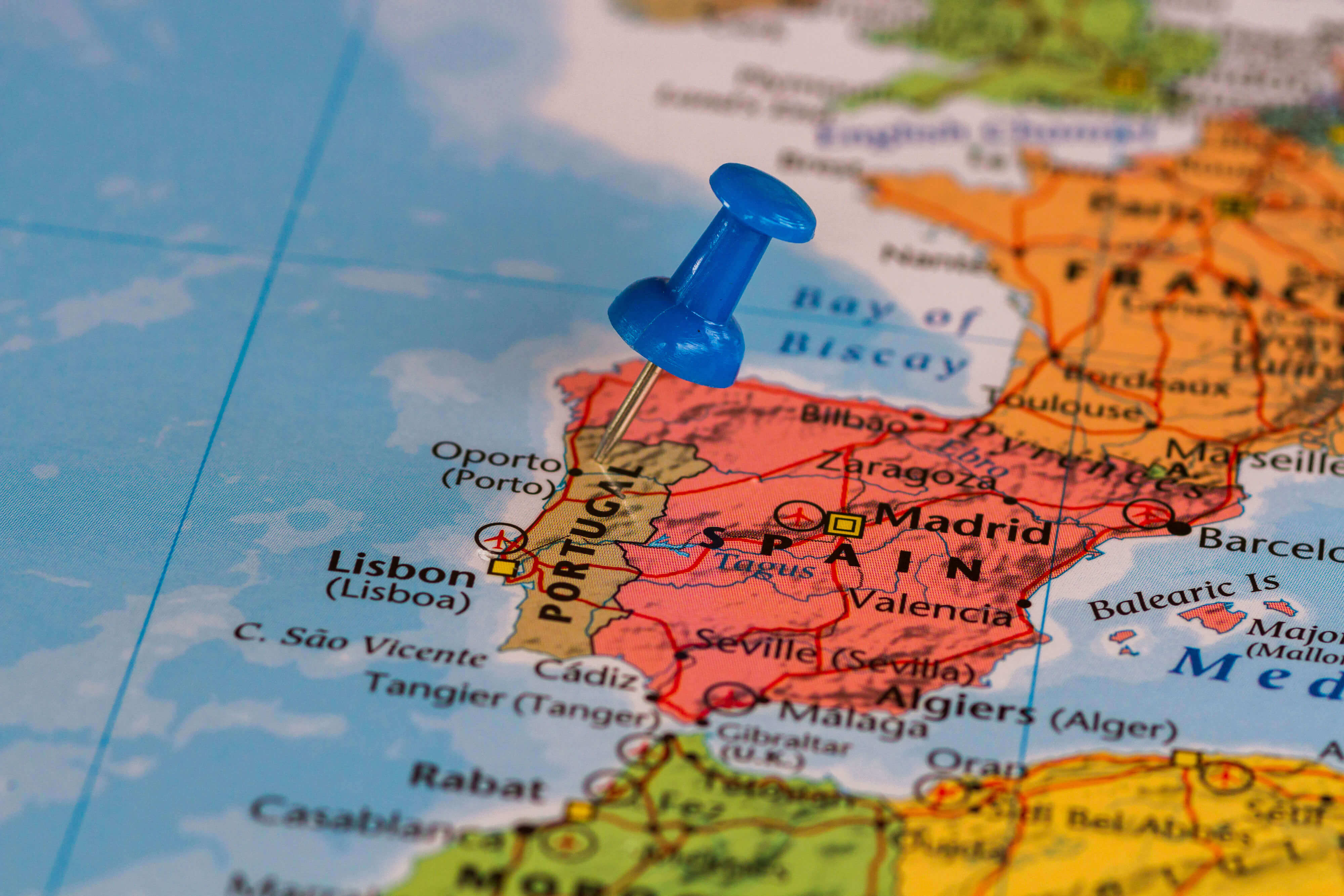 Map of Spain with Pushpin