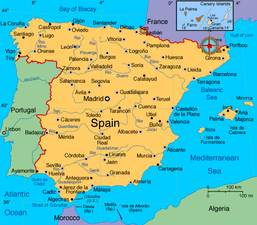 Cities Map of Spain