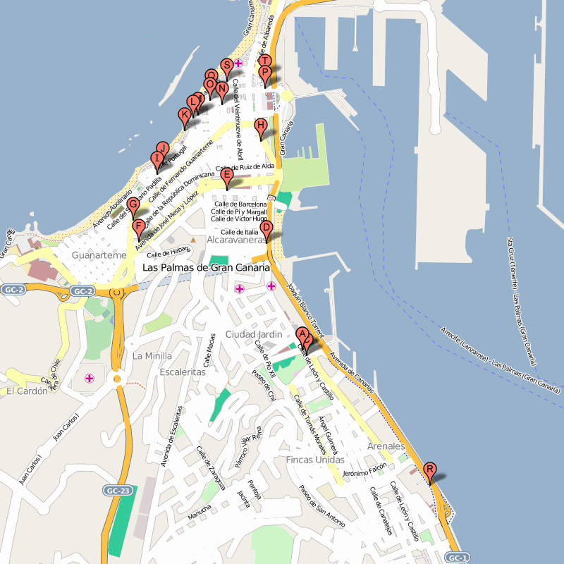 las palmas hotels map