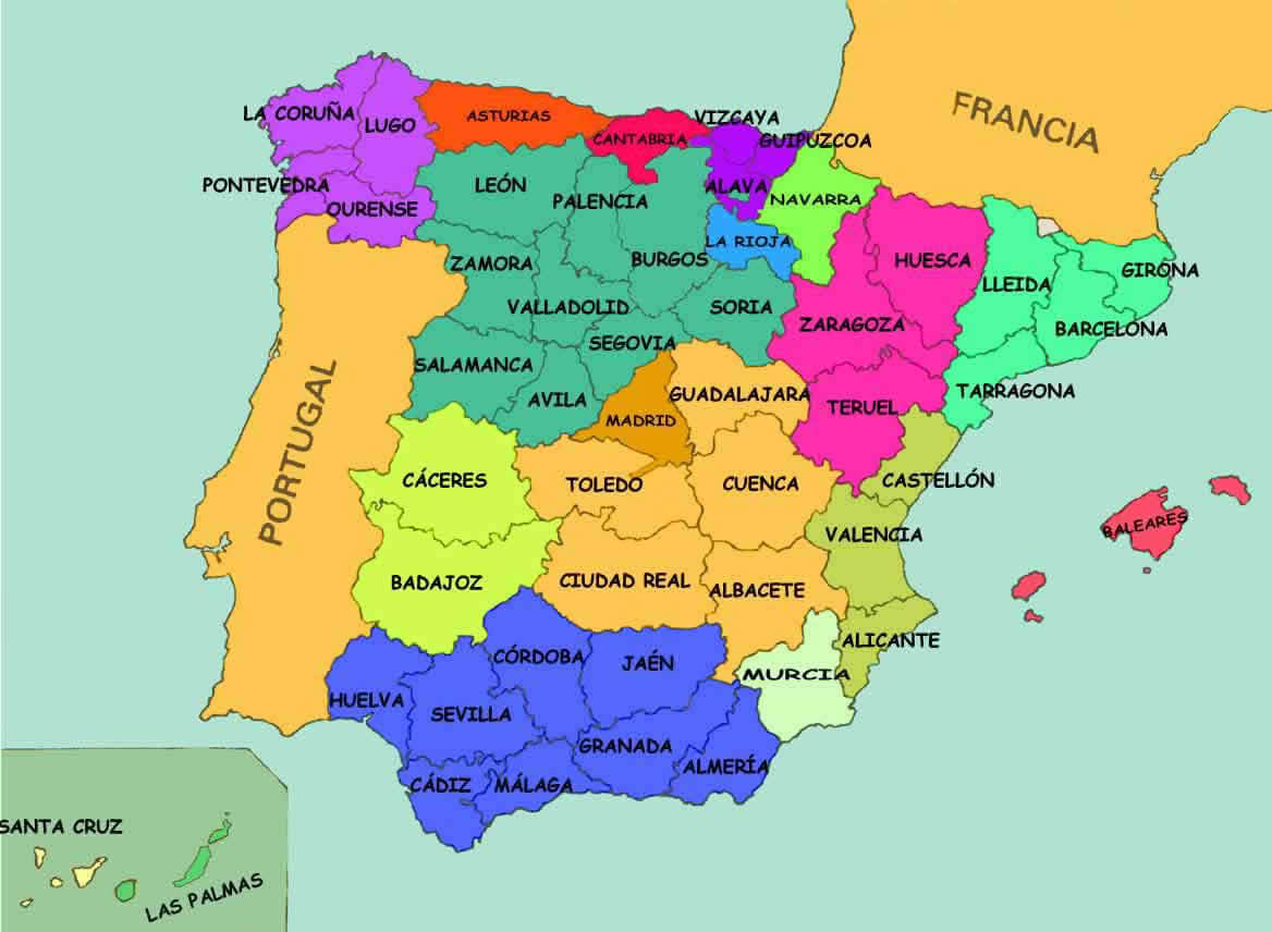 Provinces Map of Spain