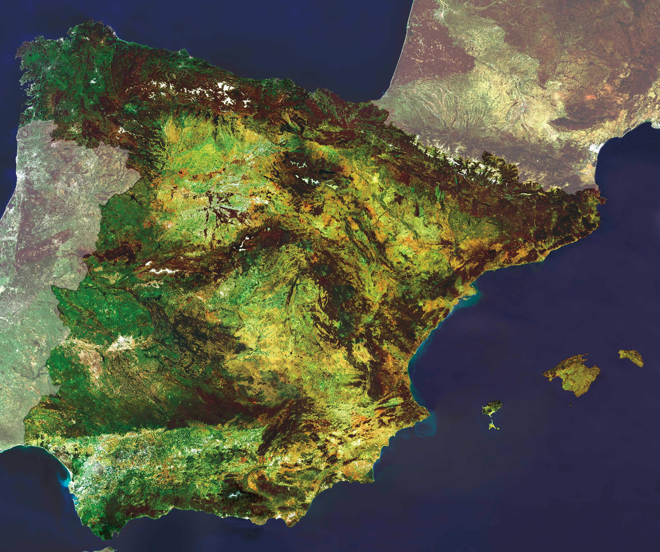 Satellite Image Map of Spain