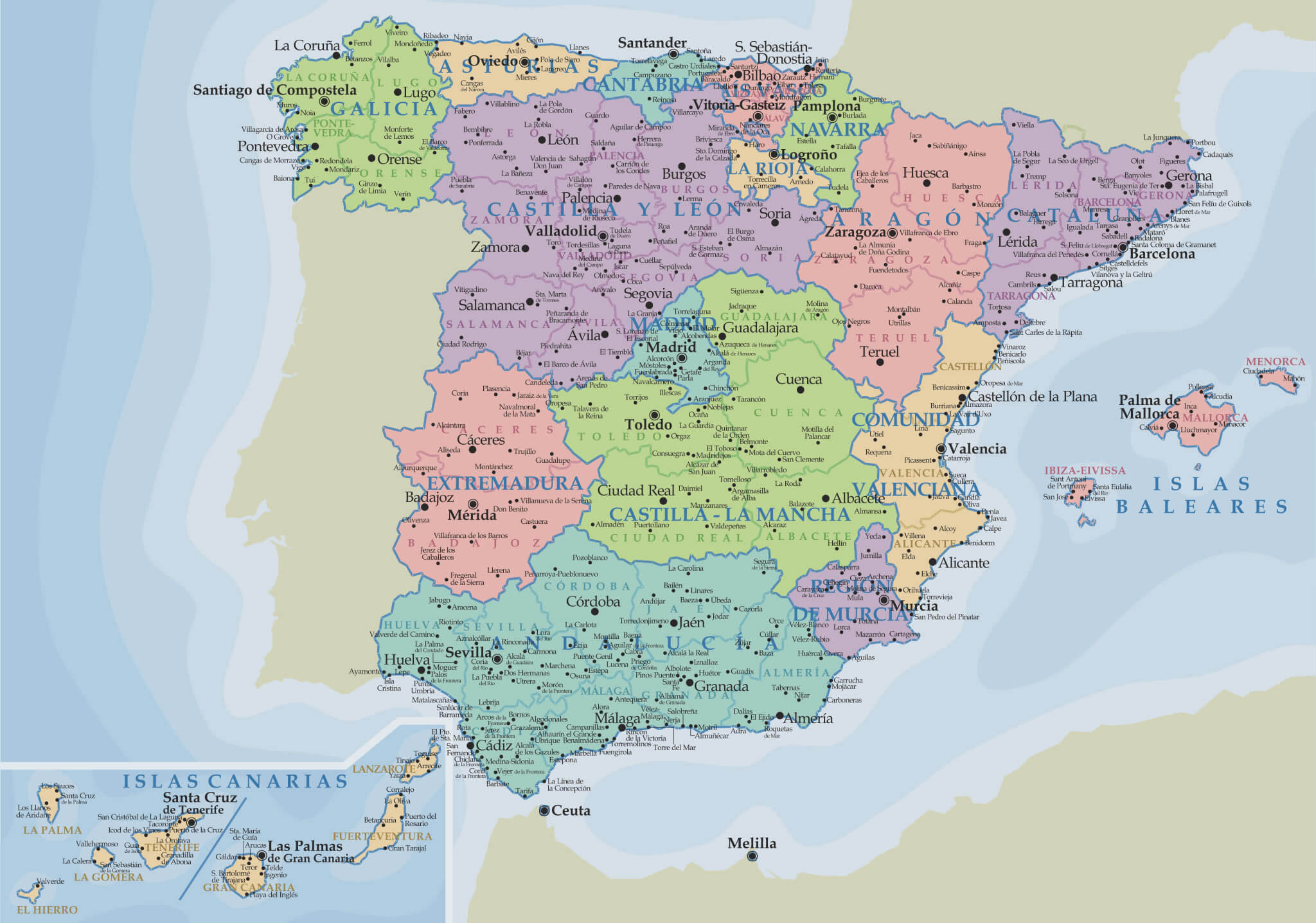 Large detailed old political and administrative map of Spain and Portugal  with relief, roads and cities - 1857, Spain, Europe, Mapsland