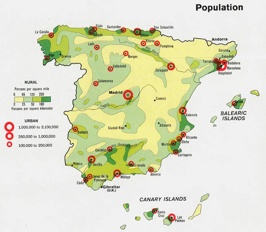 Spain Population Map