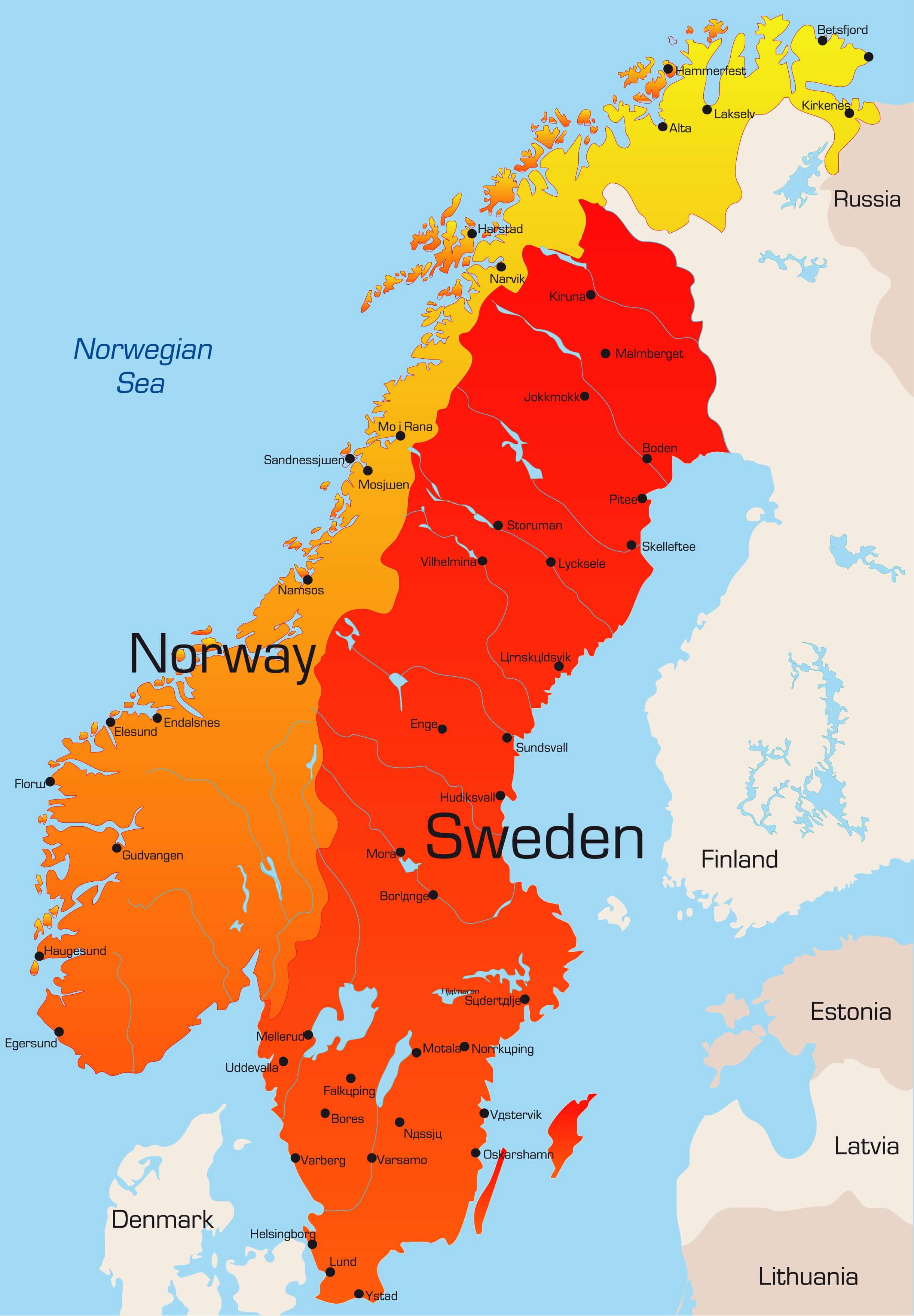Sweden and Norway Map