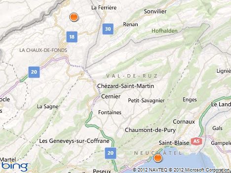 map of La Chaux e Fonds