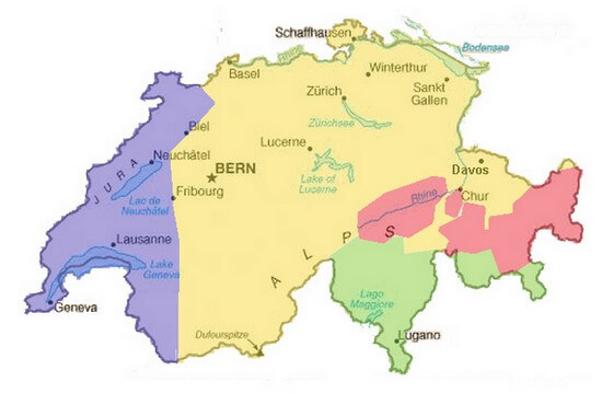 Languages Map of Switzerland
