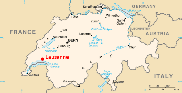 Map of Switzerland Lausanne
