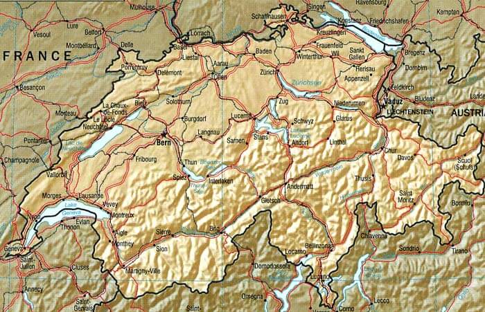 Physical Map Switzerland