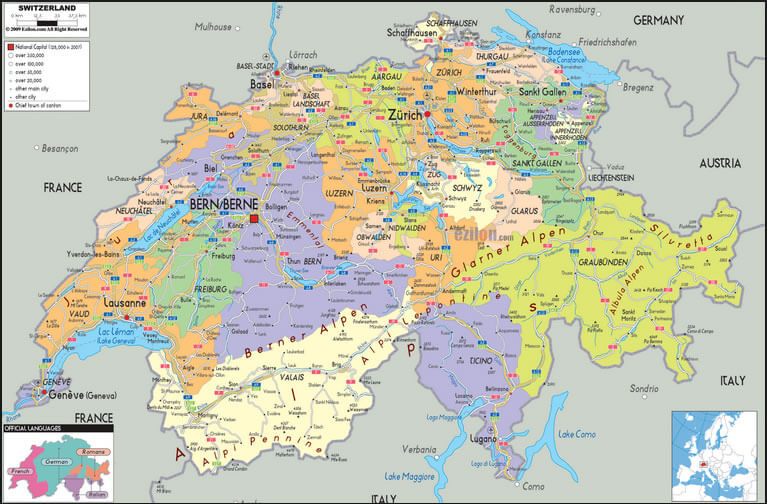 Political Map of Switzerland