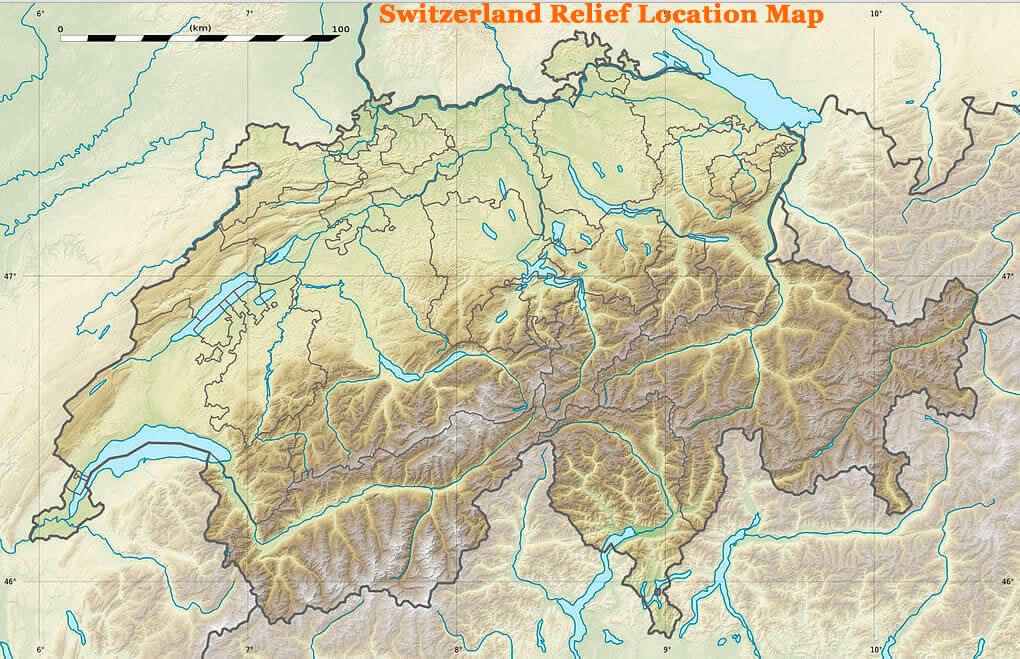 Switzerland Relief Location Map